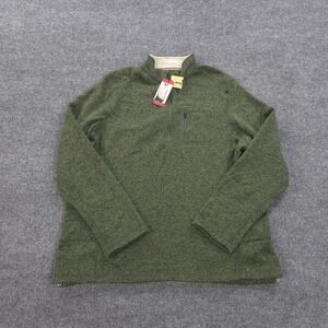 Woolrich Sweater Mens 2XL Green Angler 1/4 Zip Fleece Pullover Outdoors Camp